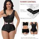 SHAPSHE Fajas Body Shaper Colombianas Moldeadoras Triple-Abdominal Compression Breathe-Easy Faja with Zero-Pressure Bra (Black, L)