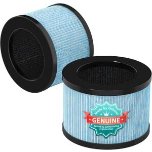 2-Pack VOOPNU JH12 Replacement Filter, 4-Stage H13 True HEPA&Efficiency Activated Carbon, for up to 99.97% of Pet Hair, Smoke, Harmful Particles and Common Household Pollutants, Stander Version, Blue