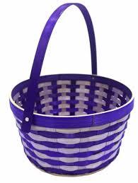 SOLID BAMBOO BASKET PURPLE 10 IN