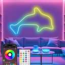 RIYO Neon Rope Lights, 32.8Ft RGB LED Strip Lights - App & Remote Control, Music Sync, IP67 Waterproof, Flexible Neon Lights for Bedroom, Gaming, Party, Outdoor Decor, Multiple Modes