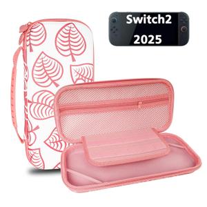 TIKOdirect Carrying Case for Nintendo Switch 2(2025), Shockproof Portable Travel Bag with with 12 Game Card Slots Inner Storage Bag for Switch 2 Console Joy-Con & Accessories, Animal Crossing Pink