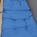 Barydat 4 Pack High Back Chair Cushion Indoor Outdoor Tufted Seat and Back Chair Rocking Pads Lounge Porch Seat Cushion with Ties for Patio Furniture, 43.4 x 21 x 3.3 Inch (Blue)