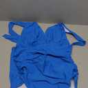 AI'MAGE Women's One Piece Swimsuit Tummy Control Halter Ruched Bathing Suits Blue Large