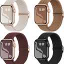Braided Stretchy Solo Loop Compatible for Apple Watch Band 38mm 40mm 41mm 42mm 44mm 45mm 46mm 49mm for Women Men, Nylon Elastic Straps Wristbands for iWatch Series 11/10 9 8 7 6 5 4 3 SE/Ultra 3 2 1 (Black/Starlight/DarkWine/Brown)