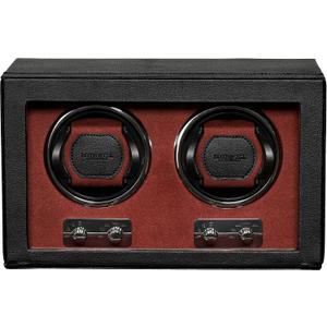 ROTHWELL Double Watch Winder for Automatic Watches with Quiet Motor with Multiple Speeds and Rotation Settings (Black/Red)