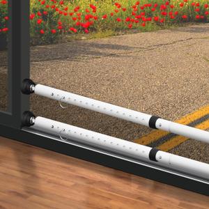 2 Pack Sliding Door Security Bar, 16.5-51 inch Adjustable Patio Door Security bar with Rubber Tips, 1.1inch Diameter White Painted Metal Window Security Bar