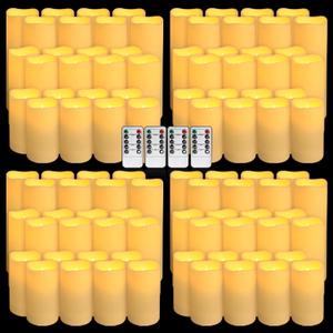 YOROXRG Set of 96 Waterproof Outdoor Flameless Candles, LED Candles with 4 Remote and Timer,(H 4" 5" 6" x D 2.2"),for Halloween Wedding Festival
