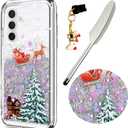 for Samsung Galaxy A25 5G Case Galaxy A25 5G Christmas Phone Case Glitter Sparkle Liquid Floating Case Shockproof Clear Soft TPU Bumper Cover Xmas Santa Claus Silicone Case, Colorful