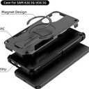 Ysnzaq Crossbody Lanyard Case for Samsung Galaxy A25, Heavy Duty Shockproof Protective Cover with Magnetic Bracket for Galaxy A25, DJ Carbon Black