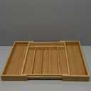 Kitsure Large Bamboo Silverware Organizer - Expandable Drawer Organizer for Utensil, Cutlery and Flatware, Kitchen Storage Solution with 6 to 8 Slots, Natural, 19.4"  13.1"  1.8"