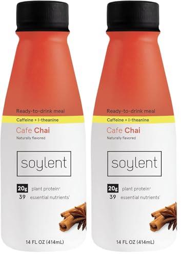 Soylent Cafe Chai Plant Protein Meal Replacement Shake, 14 oz, BB Date 07 FEB 2026 (Pack of 12)