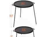 Onlyfire 18" Campfire Grill Griddle, Double Sided Reversible Portable Campfire Grill, Cast Iron Camping Griddle with Handles, 3 Removable & Height Adjustable Legs, Perfect for Grills and Outdoor BBQ