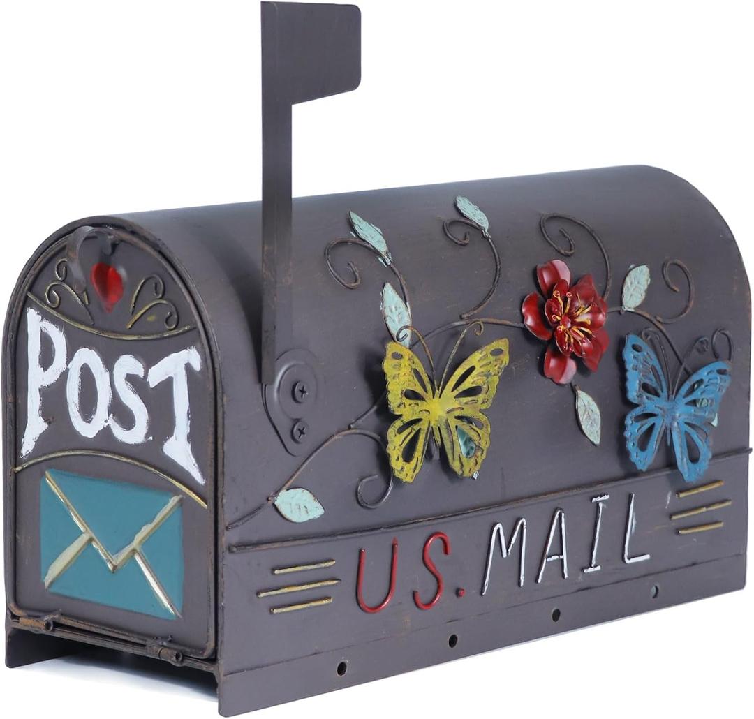 Heavy Duty Mailboxes for Outside, Mail Boxes Post Mount,Decorative Mailboxes Outside Courtyard Garden