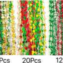 100 Pcs with 6 Styles Christmas Party Beads Necklaces Red Green Gold Silver Snowflake Santa Jingle Bell Holiday Beads Necklaces Christmas Tree Party Decorations