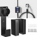 EV Charger Holder with Box - Wall Mount Nozzle Holster Dock with J-Hook - Heavy Duty Charging Box Holder and Cable Organizer for J1772.