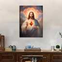 Sacred Heart of Jesus Wall Art Picture Divine Mercy Picture Canvas Wall Decor Christian Religious Christ Jesus Portrait Poster Prints Artwork for Living Room Bedroom Room Office Home Decoration