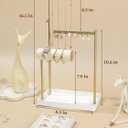 Jenseits Jewelry Organizer Stand with Ring Holder - 3-Tier Gold Jewelry Holder Tower with Velvet Tray, Necklace Holder, Bracelet & Earring Display Stand for Women, Gift for Her