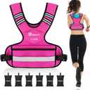 Weighted Vest for Women and Men, 5-10lb Adjustable Weighted Vest with Reflective Strip, Body Weight Vest for Walking, Running, Fitness, Strength Training (Pink)