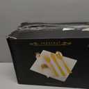 Supernal 120Pack Gold Plastic Silverware Wrapped Plastic Cutlery Set with Napkin,Pre Rolled Napkins with Cutlery Set,Rolled Silverware Disposable For Valentine's Day Mother's Day and Easter