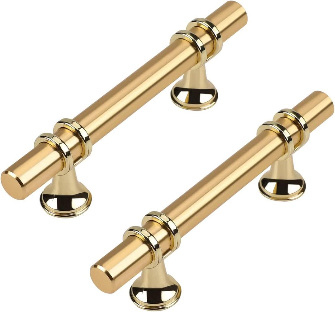 25 Pack Kitchen Cabinet Handles Gold Cabinet Pulls 3 Inch Brushed Gold Drawer Pulls for Dresser Bathroom Modern Kitchen Hardware for Closet and Cupboard, Zinc Alloy Base, Hole Center: 3 inch (76mm)
