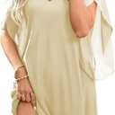 Women's Sparkly Cocktail Dresses for Wedding Guest Flutter Sleeve Loose Chiffon Party Dress (XS-XL)
