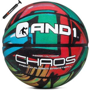 AND1 Chaos Basketball: Official Regulation Size 7 (29.5 inches) Rubber - Deep Channel Construction Streetball, Made for Indoor Outdoor Basketball Games