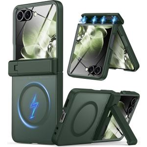 for Samsung Galaxy Z Flip 7 Case Compatible with Magsafe [Hinge Protection Kickstand][Built-in Front Screen Protector] 15FT Military Shockproof Full Body Phone Case for Galaxy Z Flip 7, Green