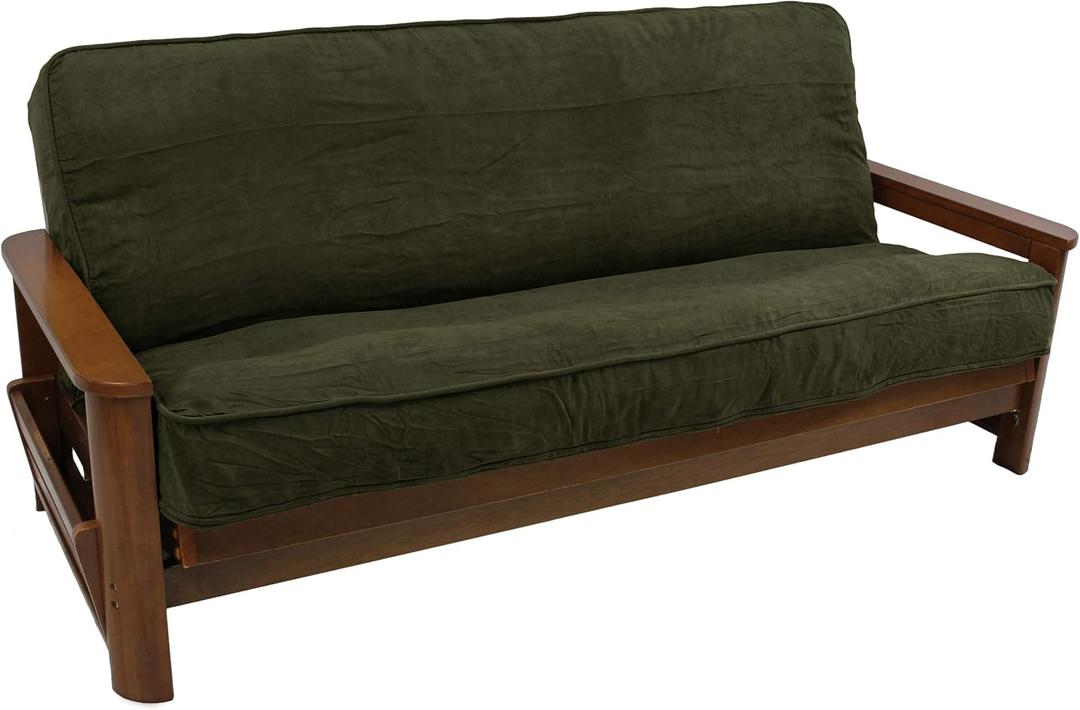 Blazing Needles Solid Microsuede Double Corded 8" to 9" Futon Cover, Full, Hunter Green
