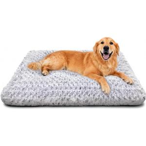 Dog Beds Large Sized Dog, Washable Durable Pet Bed, Deluxe Plush Soft & Comfortable Dog Crate Bed Pad for Large, Jumbo, Medium, Small Dogs Breeds, 35"X 23"-XL, Light Gray