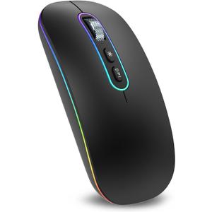 cimetech Wireless Mouse Bluetooth for Laptop, M01 Rechargeable Silent LED Computer USB Mice, [BT5.1 and 2.4G Receiver] Dual Mode Slim Sleek, Plug and Play for iPad Mac Chromebook Tablet PC Notebook