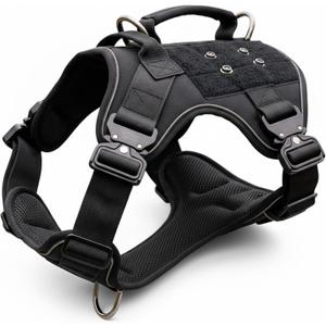 Tuff Pupper Elite Tactical Dog Harness | Dual Control Handles | Front & Back D-Rings | Fully Adjustable | Military Cobra Buckles | Heavy Duty Nylon Vest | Reflective MOLLE Dog Harness for Medium Dogs (M)