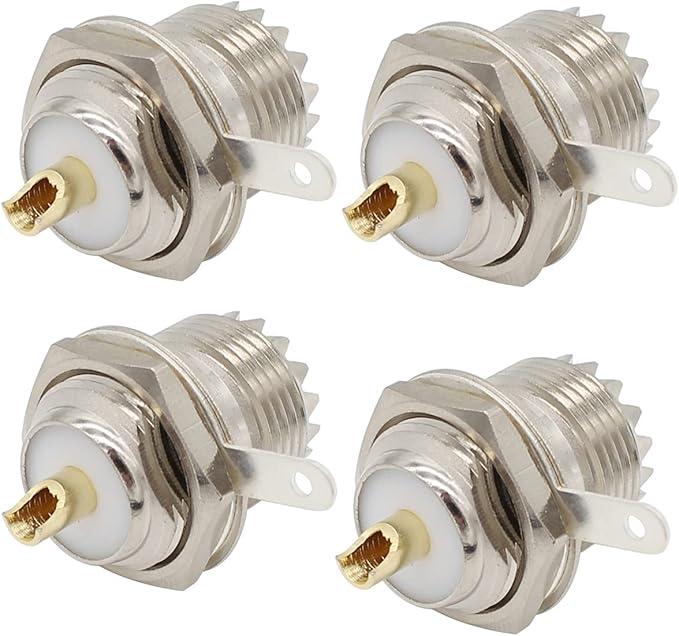 Fanbalunke SO239 Bulkhead Connector 4 Pcs PL259 Bulkhead Adapter UHF PL259 Female Nut Bulkhead Panel Mounting Straight Socket with UHF Handle Deck Clip Solder Post Coaxial Adapter Plug