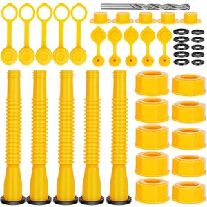 Godboy Gas Can Spout Replacement, Gas Can Nozzle, (5 Kit-Yellow) Flexible Pour Nozzle Suitable for Most 1/ 2/ 5/ 10 Gal Oil Cans, Fuel Can Spout Replacement