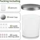 SUPMIND 12 Pack 10oz Glass Candle Jars with Lids and Sticky Labels, Empty Candle Jars for Making Candles Bulk Containers(Inner White)