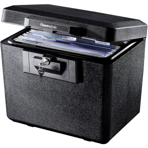 SentrySafe Black Fireproof Document Box with Key Lock, Safe Secures Files and Documents for Home or Office, 0.61 Cubic Feet, 13.6 x 15.3 x 12.1 inches, 1170