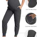 Peauty Women's Maternity Pants with Pockets,Over The Belly Stretchy Maternity Activewear Jogger Track Cuff Pregnancy Pants (M)