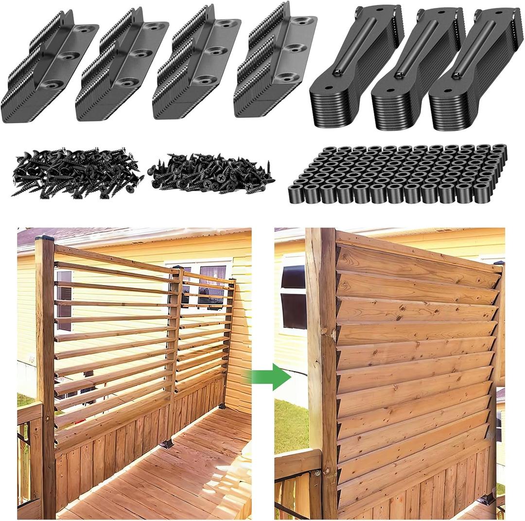 Deck Sunblind System,Louver Bracket Kit for Shutter System,Louver Hardware Kit,Holding Up to 11 Boards (48'')-Powder Coated Iron Brackets,Perfect for Gardens, Patios and Indoor and Outdoor Use(1PCS)