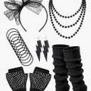 80S Fancy Dress Costume Accessories Headband Errings Fishnet Gloves Necklace Bracelt Leg Warmers Party Outfit Set