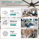 120 Inch Ceiling Fan No Lights Extra Large HVLS 10ft Industrial Black Ceiling Fan without Light for High Ceiling Ultra-Quiet DC Motor 6 Aluminum Blades for Commercial Use Garage Warehouse Gym