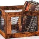 3IngSeagulls Vinyl Record Storage Crate Wooden Record Holder, Classic Cube Record Organizer Storage 100+ Records, Brown Color Vinyl Record Holder for Albums Super Easy to Assemble
