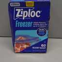 Ziploc Quart Food Storage Freezer Bags, Stand-Up Bottom, Easy to Fill, 60 Count