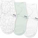 SwaddleMe by Ingenuity Monogram Collection Baby Swaddle, 100% Cotton, Improves Sleep & Calms Startle Reflex, 0-3 Months, Pocket Fold Design for Easy Changes, 1.0 TOG, 3-Pack - Elephant Dance