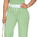 HTD Womens 2 Piece Outfits Casual Sweatsuits Set Short Sleeve Matching Sets Tracksuit (Large, Green)