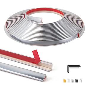 Art3d 20ft Outside Vinyl Corner Trim Peel and Stick for Tile and Wall Edges, Furniture Decoration Stainless Steel