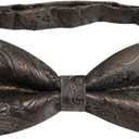 2 x Alizeal Mens Paisley Bow Tie, Pocket Square, Cufflinks Set (Coffee)