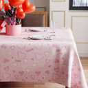 Valentines Day Pink Love Hearts Romantic Tablecloth Cloth Rectangle Washable Table Covers for Indoor Outdoor Dining Table Home Party Decorations 60x120 Inch