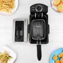 PantryPro 2 Liter / 2.1 Quart Stainless Steel Immersion Electric Deep Fryer, 1400 W, Temperature Control, Basket with Hook, Odor Filter, Lid w. Viewing Window