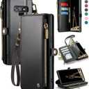 Defencase Compatible with Galaxy Note 9 Case Wallet with RFID Blocking Card Holder for Women Men, PU Leather Magnetic Snap Flip Zipper Strap Phone Case Fit for Samsung Galaxy Note 9, Black