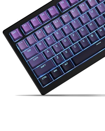 x XVX Shine Through PBT Keycaps, Custom Keycaps 60 75 100 Percent Cherry Profile, Doubleshot Key caps Set for 61/64/68/84/87/100/104/108 Gaming Mechanical Keyboard, Gradient Purple