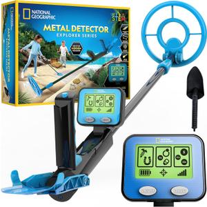 NATIONAL GEOGRAPHIC Metal Detector for Kids - 7.4" Waterproof Metal Detector Coil, Lightweight Gold Detector with Pinpoint Function & LCD Display, Beach Metal Detector 